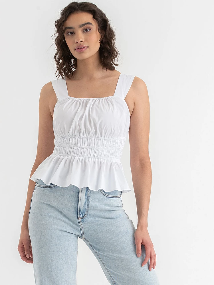 Poplin Peplum Blouse