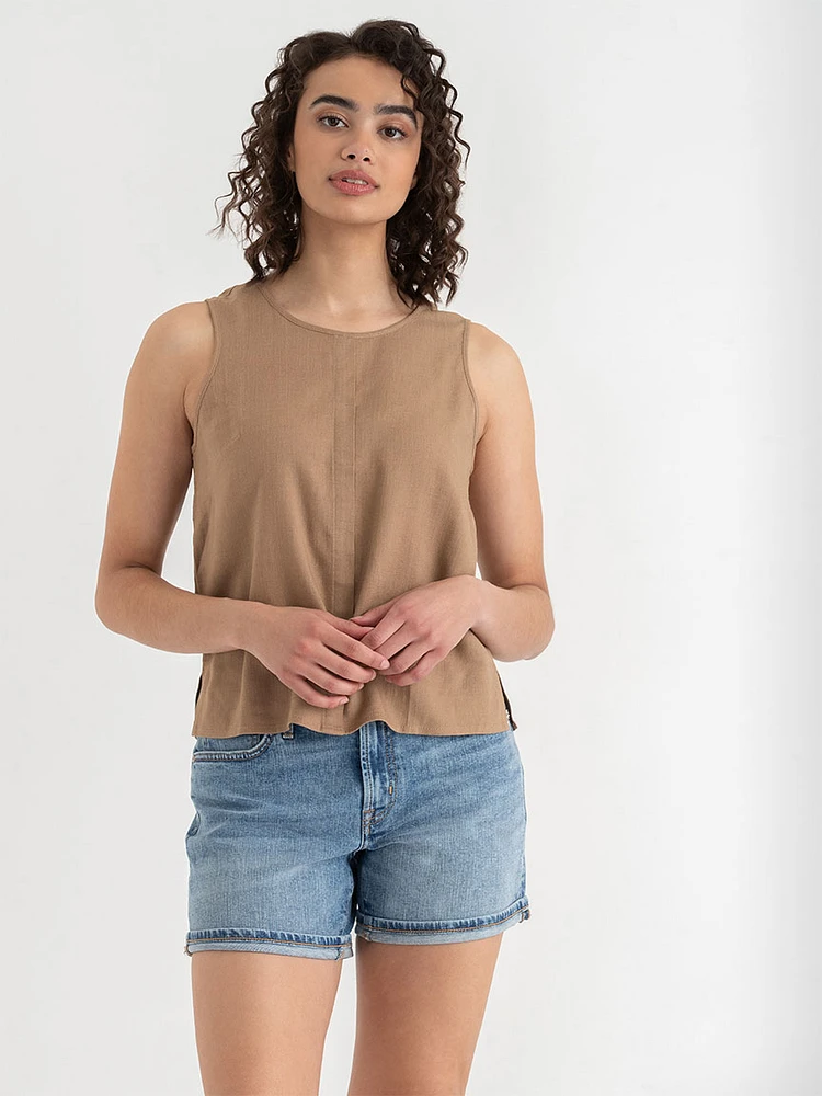 Sleeveless Linen Shell Blouse