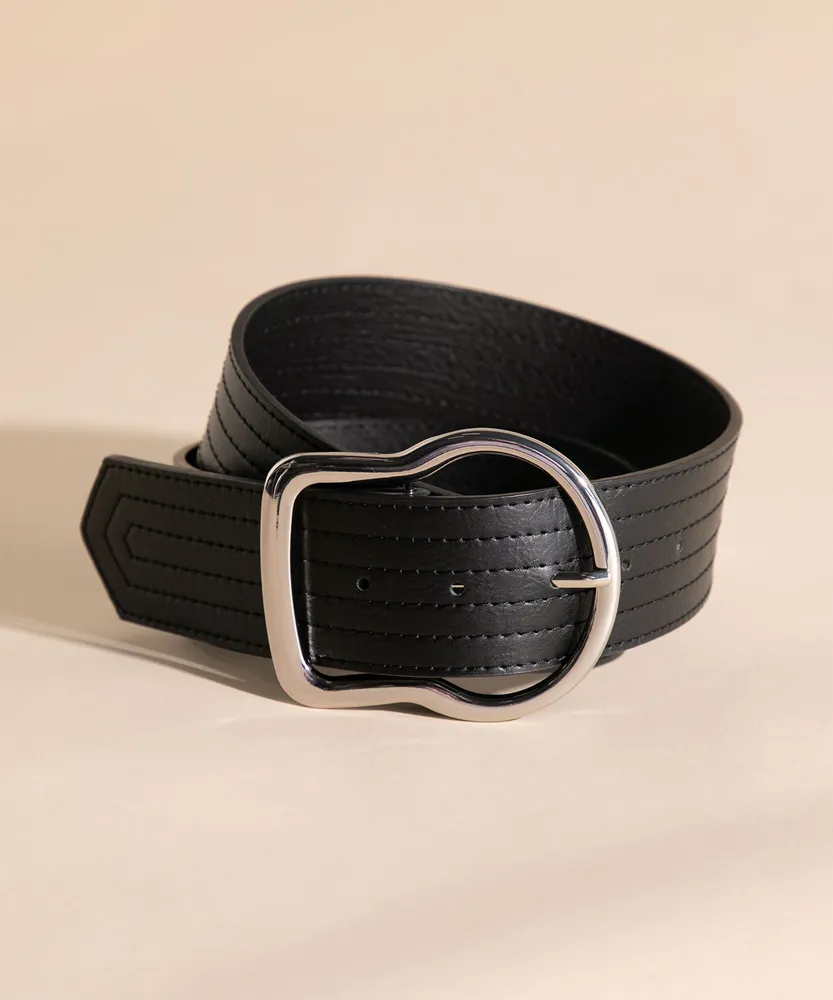 Black Belt with Large Silver Buckle