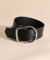 Black Belt with Large Silver Buckle