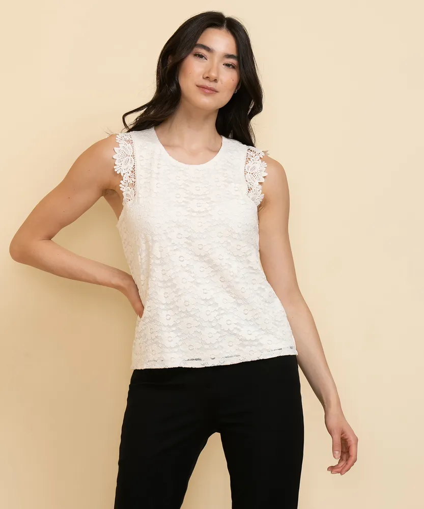 Lace Shell with Crochet Trim Blouse