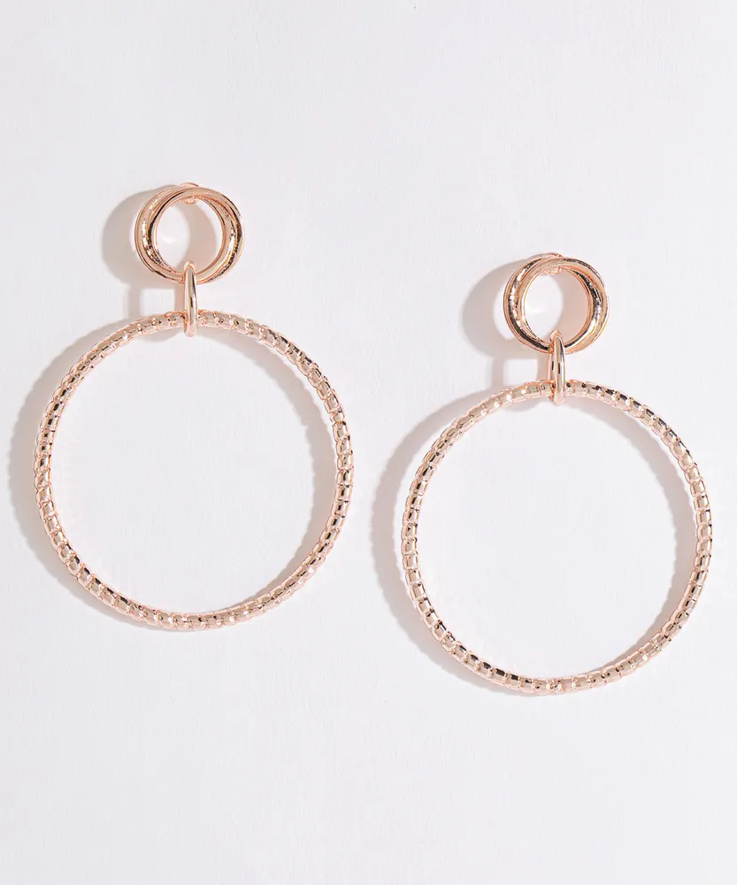 Rose Gold Hoop Earrings with Post