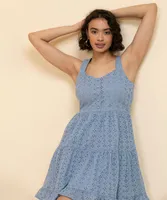 Wide-Strap Eyelet Dress