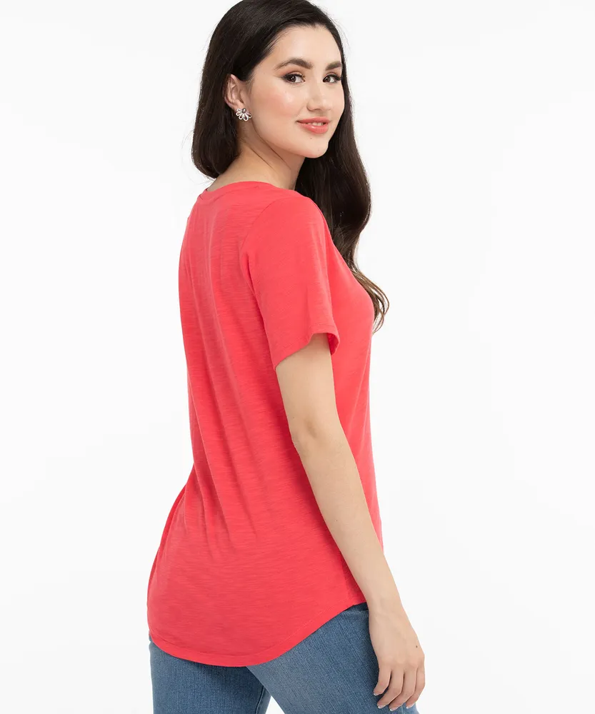 V-Neck Curved Hem Tee