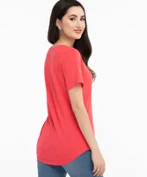 V-Neck Curved Hem Tee