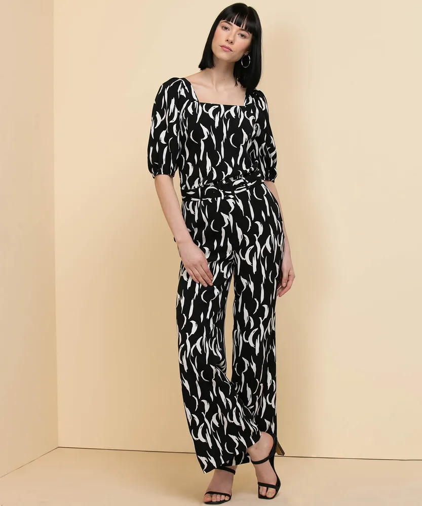 Puff-Sleeve Square Neck Blouse