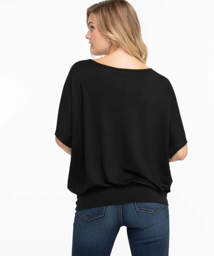 Extended Sleeve Banded Bottom Top