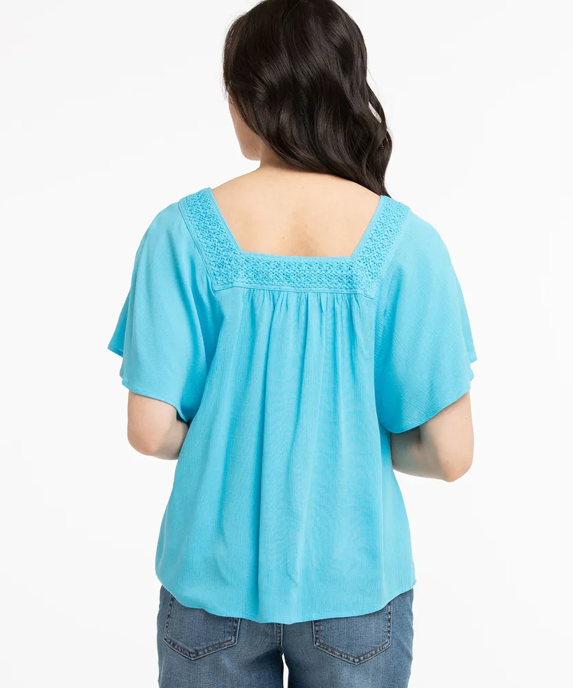 Square Neck Capelet Blouse