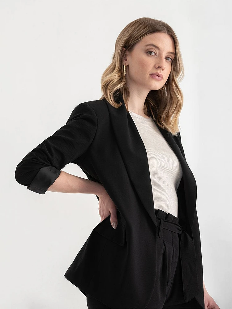 Shawl Collar Open Front Blazer