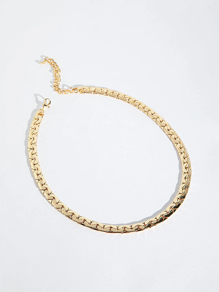 Gold Curb Chain Necklane