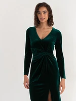 Velvet Drape Waist Dress