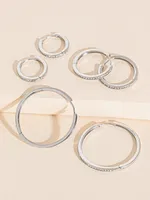 Trio Pack Silver Pavé Hoop Earrings