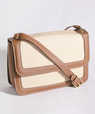 Neutral Canvas Cross Body Bag