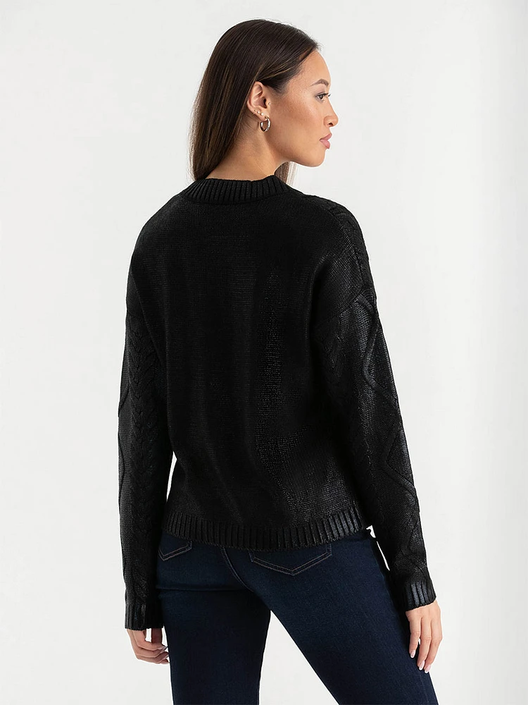 Metallic Cable Knit Sweater