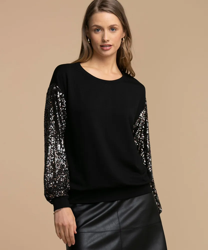 Sequin Sleeve Sweatshirt