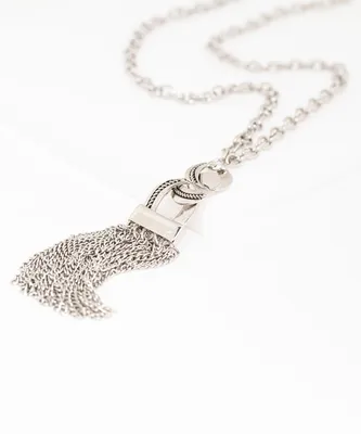 Silver Tassel Chain Link Necklace