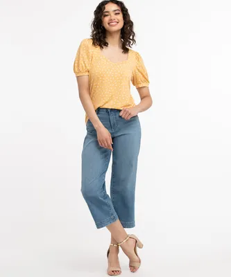 Puff Sleeve Sweetheart Neck Top