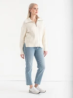 Cable Knit Zip Front Cardigan