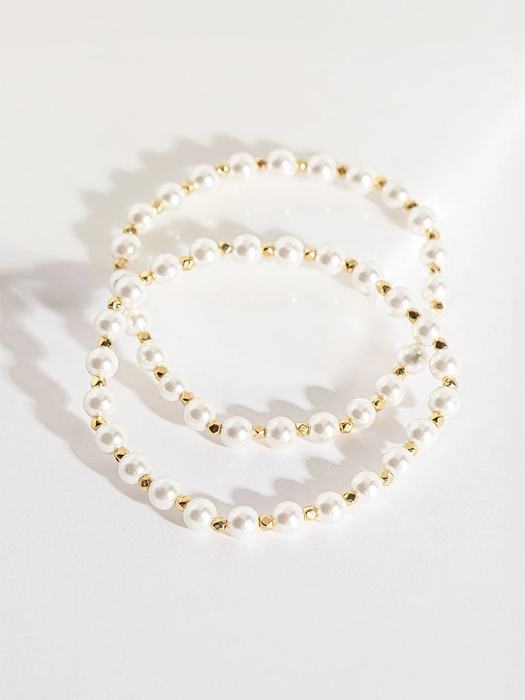 Gold Metal & Pearl Bracelets