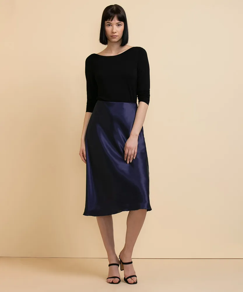 Tash + Sophie Satin Elastic Waist Skirt