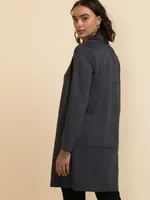 Faux Suede Longline Jacket