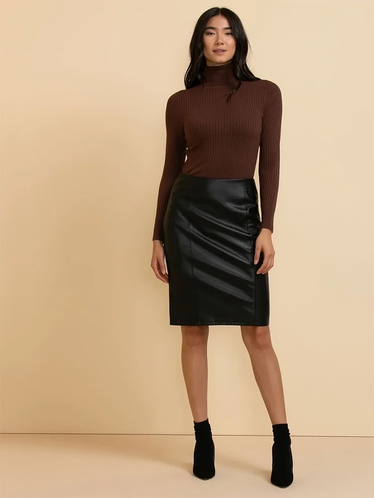Pencil Skirt Faux Leather