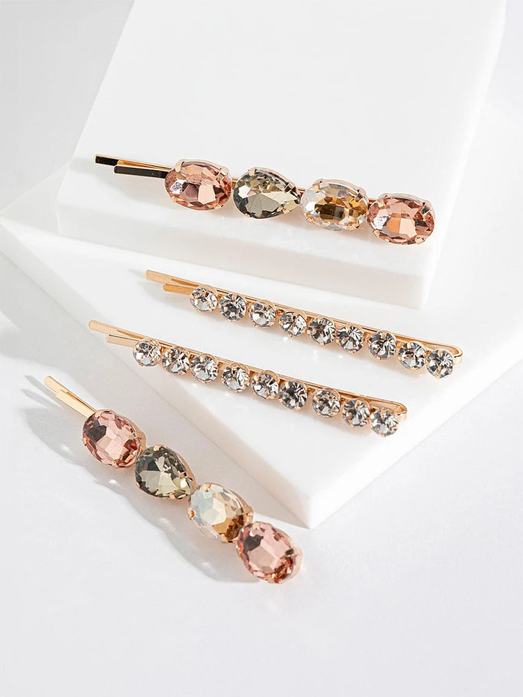 Set of 4 Rhinestone Hair Pins