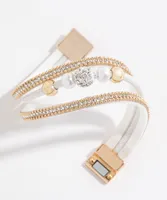 White Rhinestone Snap Bracelet