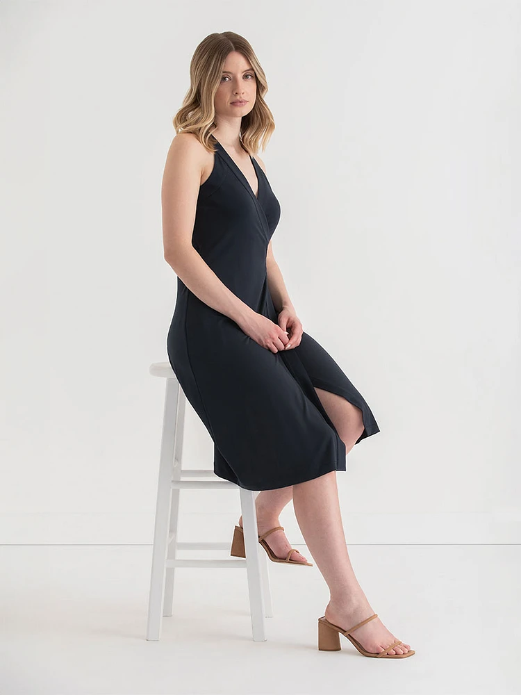 Sleeveless Midi Wrap Dress