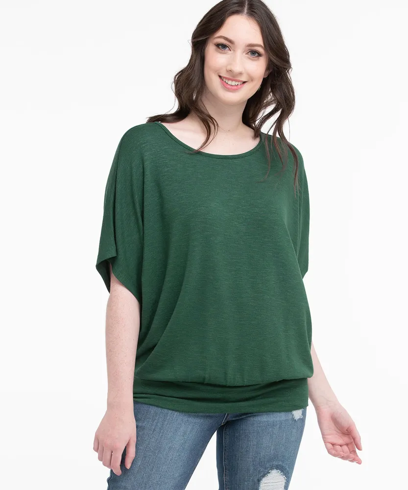 Extended Sleeve Banded Hacci Top