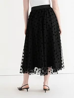 Flocked Dot Skirt