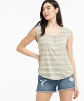 Short Sleeve Ruched Neck Tee