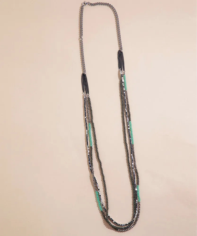 Long Layered Beaded Necklace