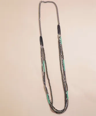 Long Layered Beaded Necklace