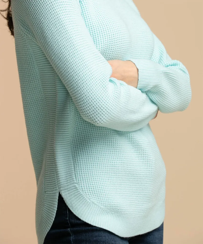 Waffle Knit Shirttail Sweater