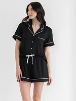 Button Down Shirt with Shorts Sleep Set