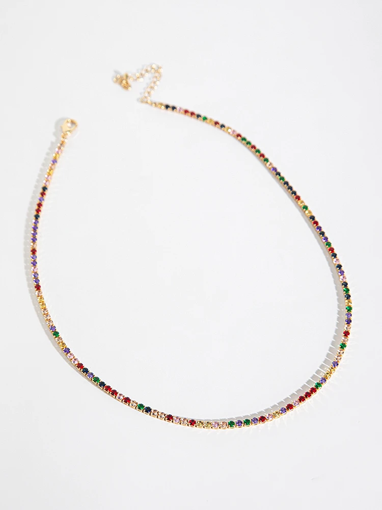 3mm Coloured Stone Tennis Necklace