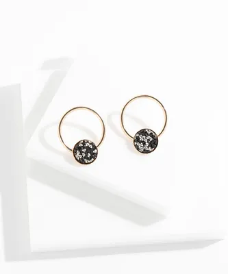 Gold Hoop Earring With Glitter Accent Circle