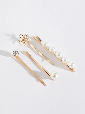 4-Pack Gold Hairpins with Pearl