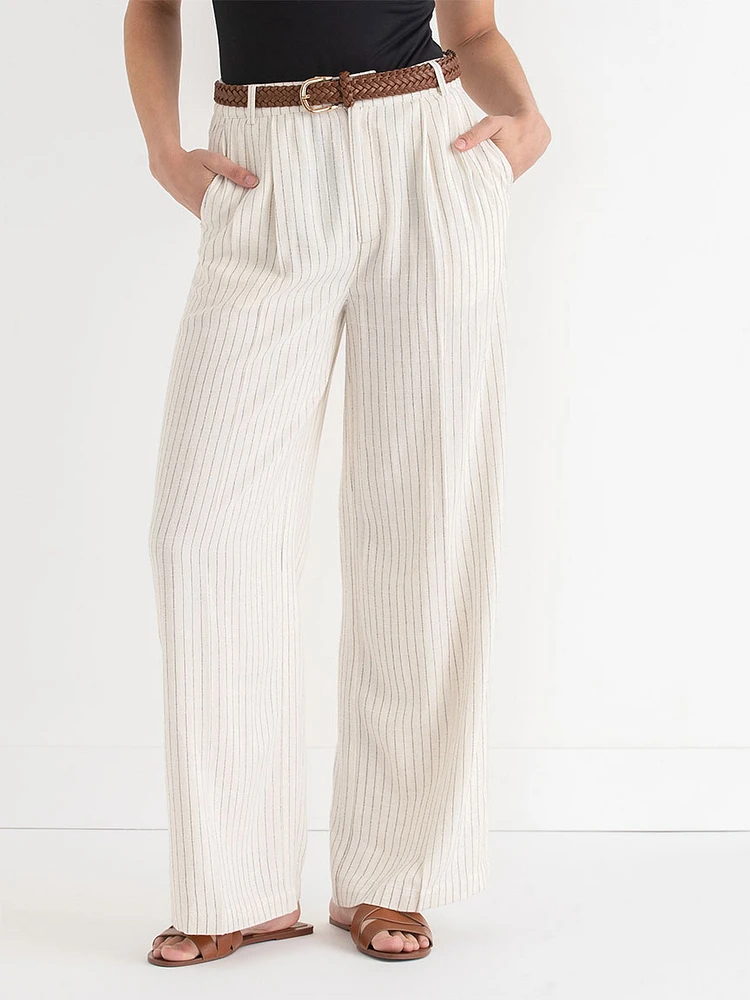 Wide Leg Linen Blend Pant