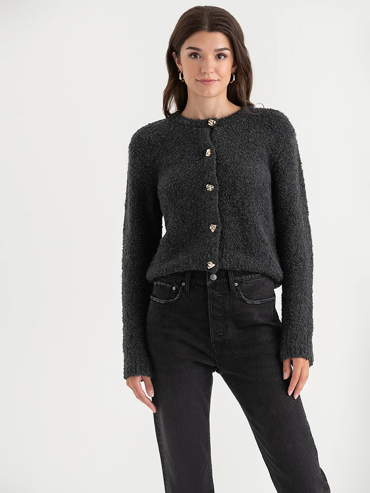 Boucle Button Up Cardigan