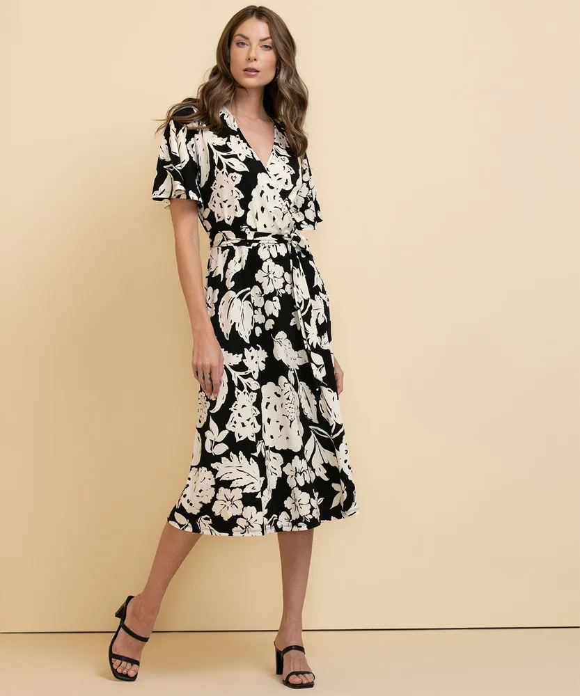 Midi Dress with Tie-Belt