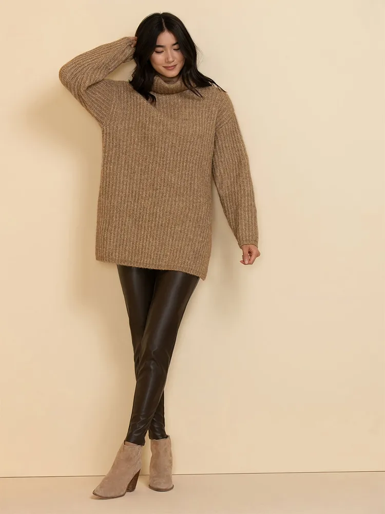 Wool-Blend Chunky Tunic Sweater