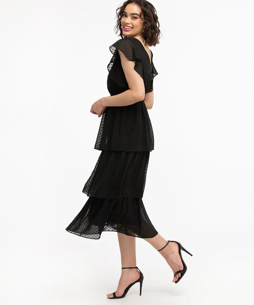 Tiered Flutter Sleeve Dress