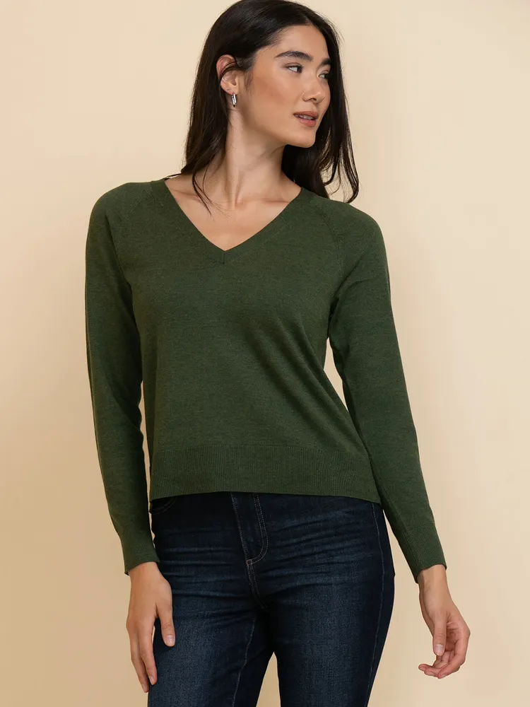 Long Sleeve Cashmere-Blend V-Neck Sweater