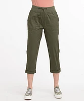 Poplin Drawstring Capri Pant