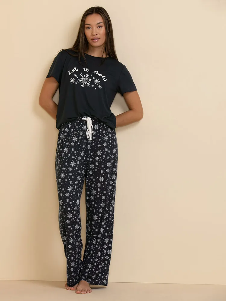 Short Sleeve Pajama Set -Top & Pants