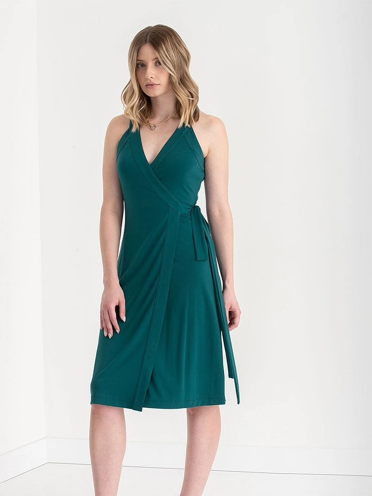 Sleeveless Midi Wrap Dress