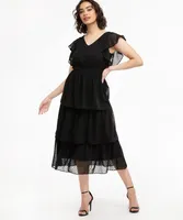 Tiered Flutter Sleeve Dress