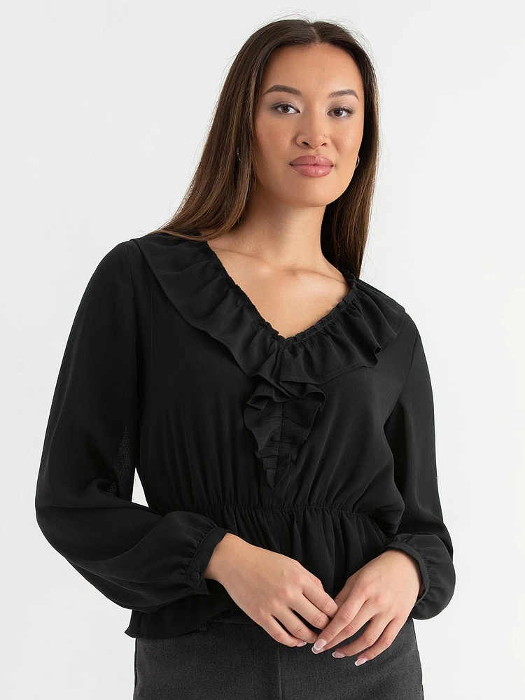 Long Sleeve Ruffle Blouse